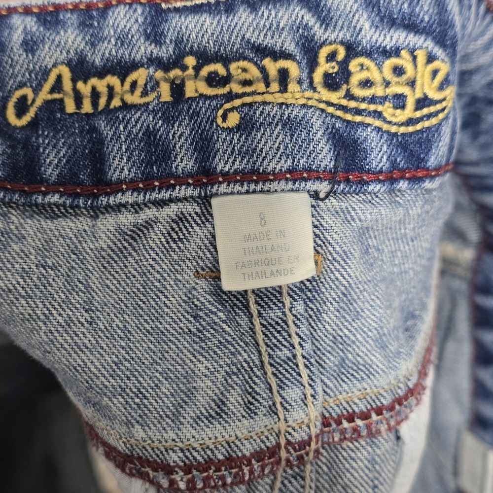 American Eagle Y2K Denim Mini Skirt Womens Size 8 Low Rise Barbie Preppy Mall - Picture 2 of 6